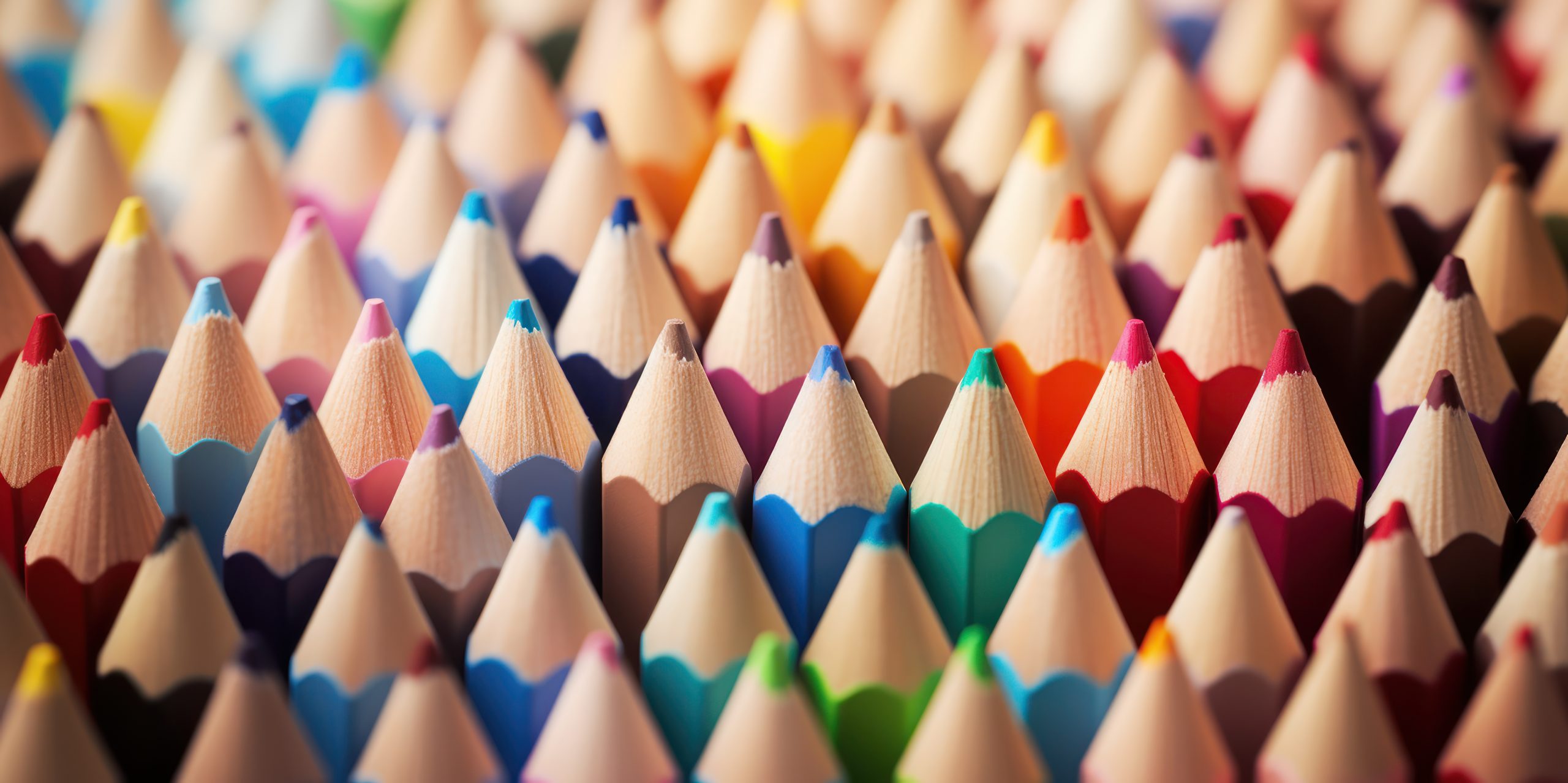 Colored pencils points up, ready to unleash creativity